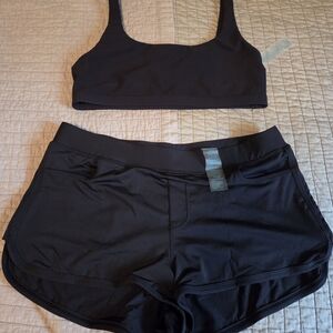 Carve Designs Black Sports Bra and Shorts Swimsuit Or Workout Set